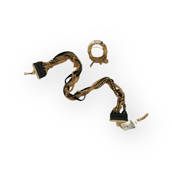 new LF ♐︎ Streets Ahead ♐︎ Adjustable Twisted Chain Belt ♐︎ Gold + Black Leather - Picture 6 of 17